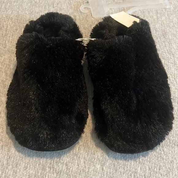 Walmart Shoes Walmart Womens Black Fuzzy Slippers Poshmark